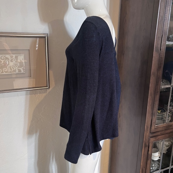 Anthopologie Navy and Black Marled Scoop Neck Swing Sweater - Small - Picture 5 of 14